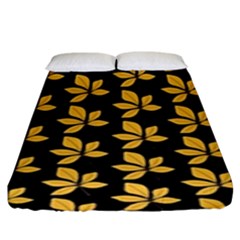 Orange And Black Leaves Fitted Sheet (king Size) by ConteMonfrey