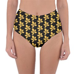 Orange And Black Leaves Reversible High-waist Bikini Bottoms by ConteMonfrey