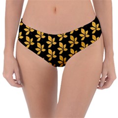 Orange And Black Leaves Reversible Classic Bikini Bottoms by ConteMonfrey