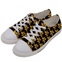 Orange And Black Leaves Women s Low Top Canvas Sneakers by ConteMonfrey