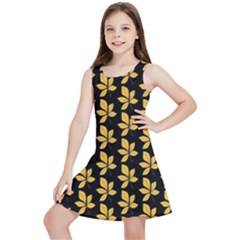 Orange And Black Leaves Kids  Lightweight Sleeveless Dress by ConteMonfrey