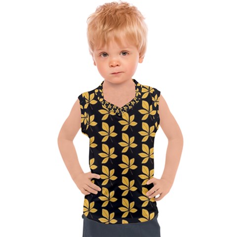 Orange And Black Leaves Kids  Sport Tank Top by ConteMonfrey