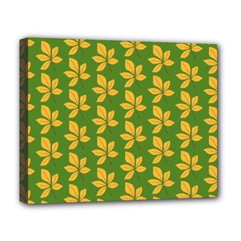 Orange Leaves Green Deluxe Canvas 20  X 16  (stretched) by ConteMonfrey