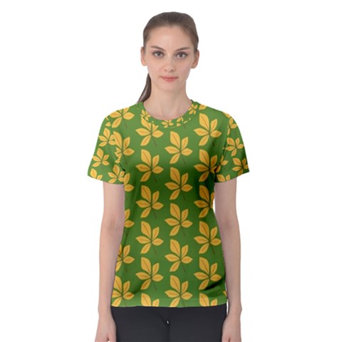 Orange Leaves Green Women s Sport Mesh Tee by ConteMonfrey