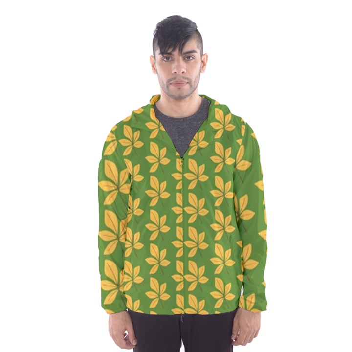 Orange Leaves Green Men s Hooded Windbreaker