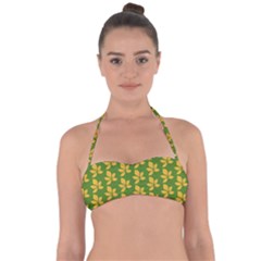 Orange Leaves Green Halter Bandeau Bikini Top by ConteMonfrey