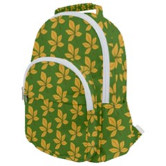 Orange Leaves Green Rounded Multi Pocket Backpack by ConteMonfrey