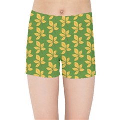 Orange Leaves Green Kids  Sports Shorts by ConteMonfrey