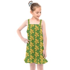 Orange Leaves Green Kids  Overall Dress by ConteMonfrey