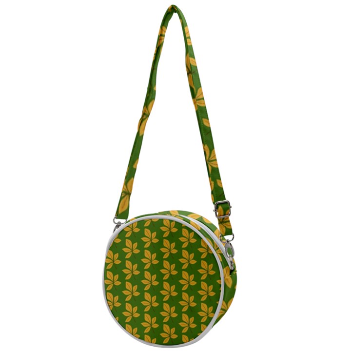 Orange Leaves Green Crossbody Circle Bag