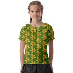 Orange Leaves Green Kids  Frill Chiffon Blouse by ConteMonfrey