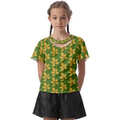 Orange Leaves Green Kids  Front Cut Tee by ConteMonfrey