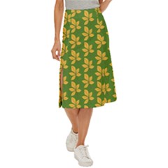 Orange Leaves Green Midi Panel Skirt by ConteMonfrey