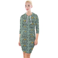 Cactus Green Quarter Sleeve Hood Bodycon Dress by ConteMonfrey