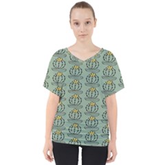 Cactus Green V-neck Dolman Drape Top by ConteMonfrey