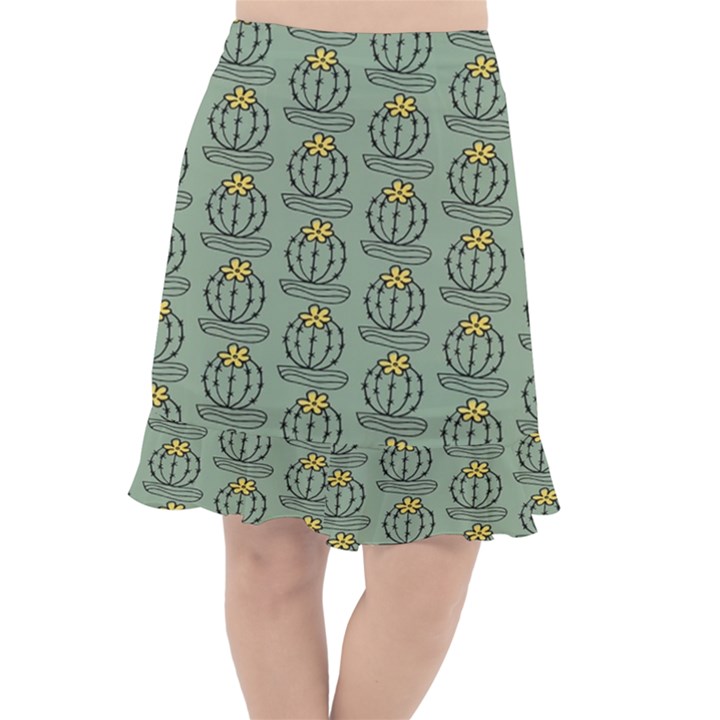 Cactus Green Fishtail Chiffon Skirt