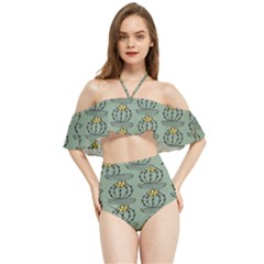 Cactus Green Halter Flowy Bikini Set  by ConteMonfrey