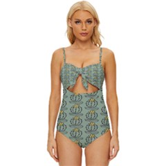 Cactus Green Knot Front One-piece Swimsuit by ConteMonfrey