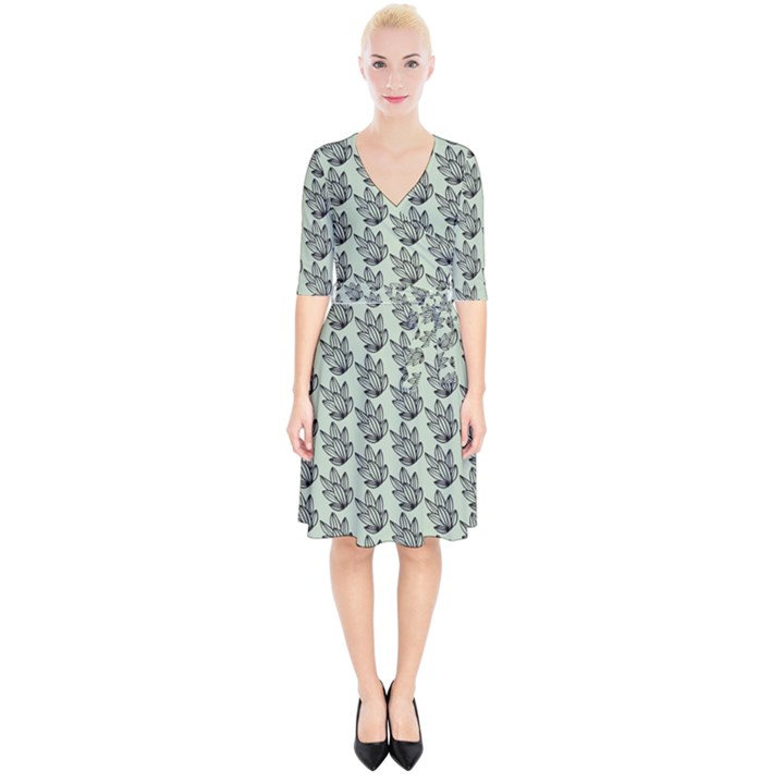 Cactus Lines Wrap Up Cocktail Dress