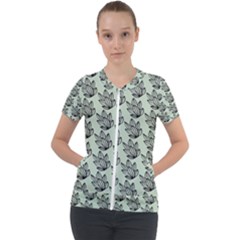 Cactus Lines Short Sleeve Zip Up Jacket by ConteMonfrey