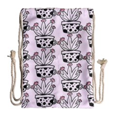 Lovely Cactus With Flower Drawstring Bag (large) by ConteMonfrey