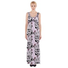 Lovely Cactus With Flower Thigh Split Maxi Dress by ConteMonfrey