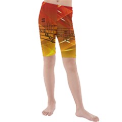 Music Notes Melody Note Sound Kids  Mid Length Swim Shorts by Wegoenart