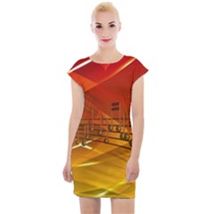 Music Notes Melody Note Sound Cap Sleeve Bodycon Dress by Wegoenart