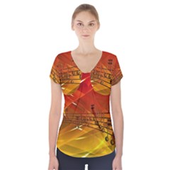 Music Notes Melody Note Sound Short Sleeve Front Detail Top by Wegoenart