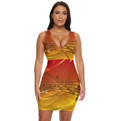 Music Notes Melody Note Sound Draped Bodycon Dress by Wegoenart