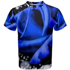 Blue Rose Bloom Blossom Men s Cotton Tee by Wegoenart