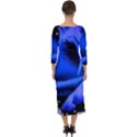 Blue Rose Bloom Blossom Quarter Sleeve Midi Bodycon Dress View2