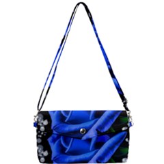 Blue Rose Bloom Blossom Removable Strap Clutch Bag by Wegoenart