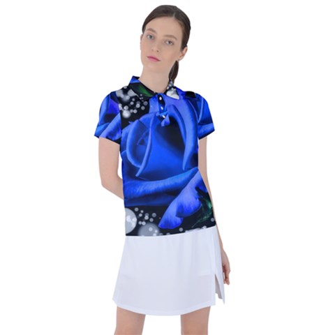 Blue Rose Bloom Blossom Women s Polo Tee by Wegoenart