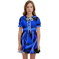 Blue Rose Bloom Blossom Kids  Sweet Collar Dress by Wegoenart