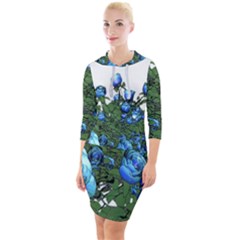 Flower Roses Rose Nature Bouquet Quarter Sleeve Hood Bodycon Dress by Wegoenart