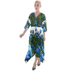 Flower Roses Rose Nature Bouquet Quarter Sleeve Wrap Front Maxi Dress by Wegoenart