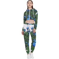 Flower Roses Rose Nature Bouquet Cropped Zip Up Lounge Set by Wegoenart