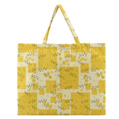 Party Confetti Yellow Squares Zipper Large Tote Bag by Wegoenart