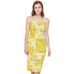 Party Confetti Yellow Squares Bodycon Cross Back Summer Dress by Wegoenart