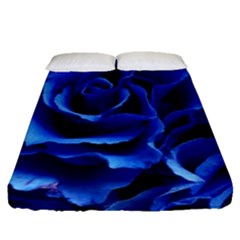 Blue Rose Flower Plant Romance Fitted Sheet (queen Size) by Wegoenart