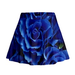 Blue Rose Flower Plant Romance Mini Flare Skirt by Wegoenart