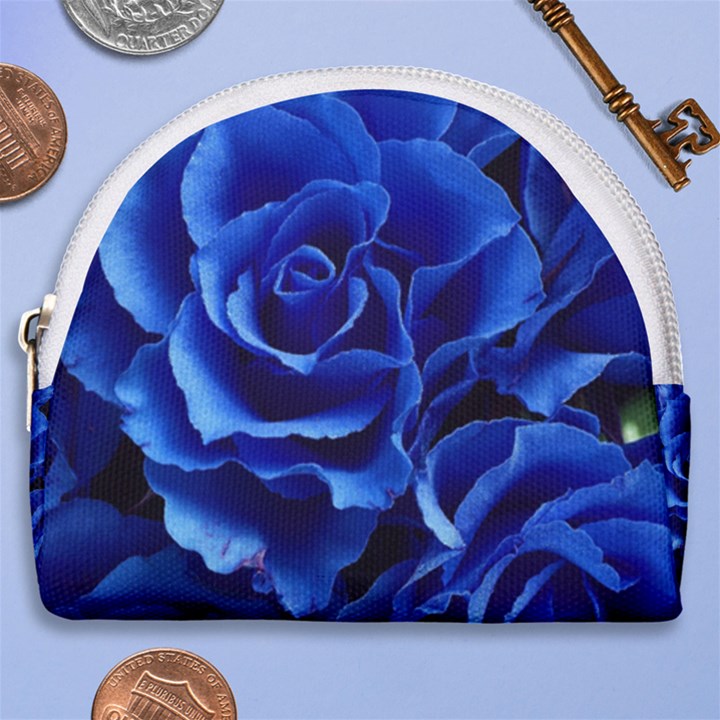 Blue Rose Flower Plant Romance Horseshoe Style Canvas Pouch