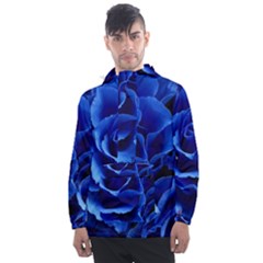 Blue Rose Flower Plant Romance Men s Front Pocket Pullover Windbreaker by Wegoenart