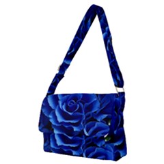 Blue Rose Flower Plant Romance Full Print Messenger Bag (m) by Wegoenart