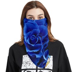 Blue Rose Flower Plant Romance Face Covering Bandana (triangle) by Wegoenart