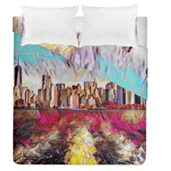 New York Skyline Manhattan City Duvet Cover Double Side (queen Size) by Wegoenart