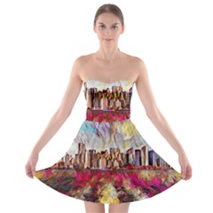 New York Skyline Manhattan City Strapless Bra Top Dress by Wegoenart