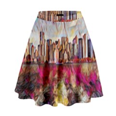 New York Skyline Manhattan City High Waist Skirt by Wegoenart