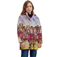 New York Skyline Manhattan City Kid s Hooded Longline Puffer Jacket by Wegoenart